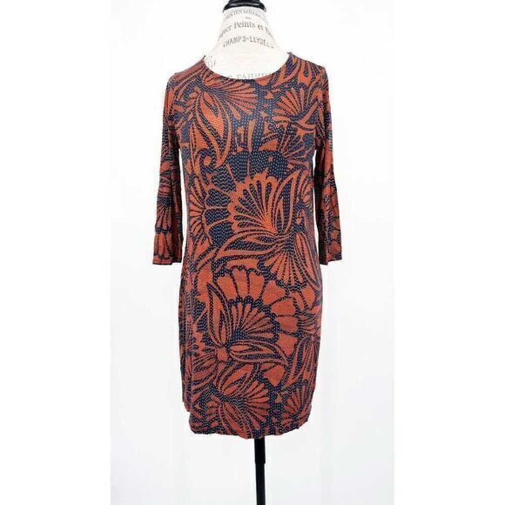 BCBGMaxAzria Rust and Black Floral Print Mini Dress